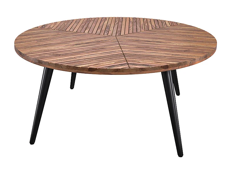 Tavolino rotondo in legno di acacia diametro 80 cm - Ella