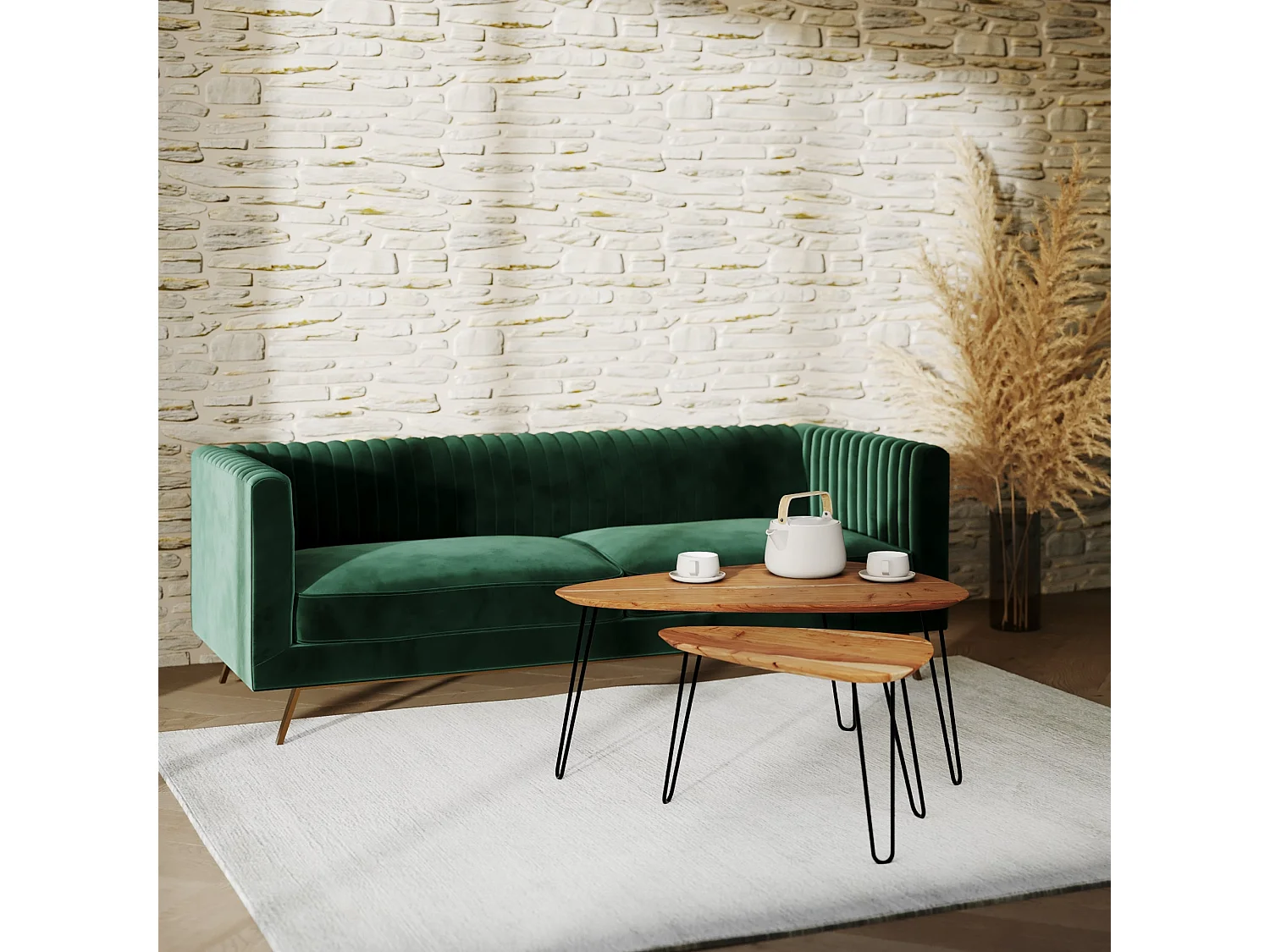 Table basse d'acacia ovale gigogne en bois (lot de 2) - Kiwi