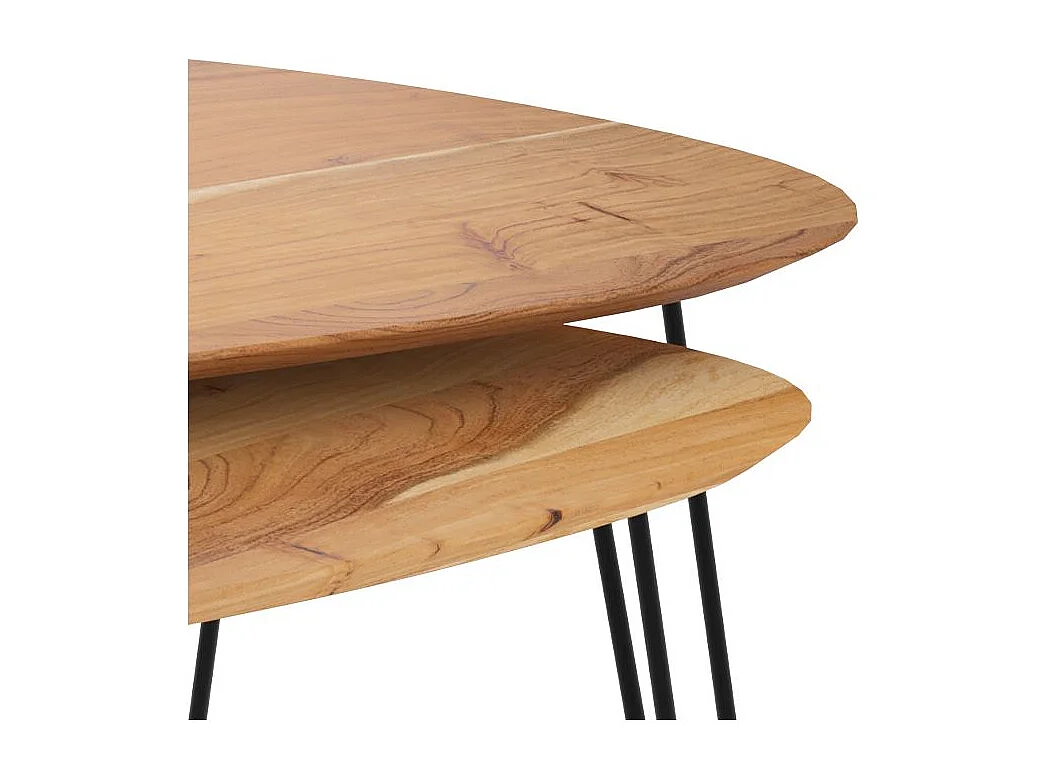 Table basse d'acacia ovale gigogne en bois (lot de 2) - Kiwi