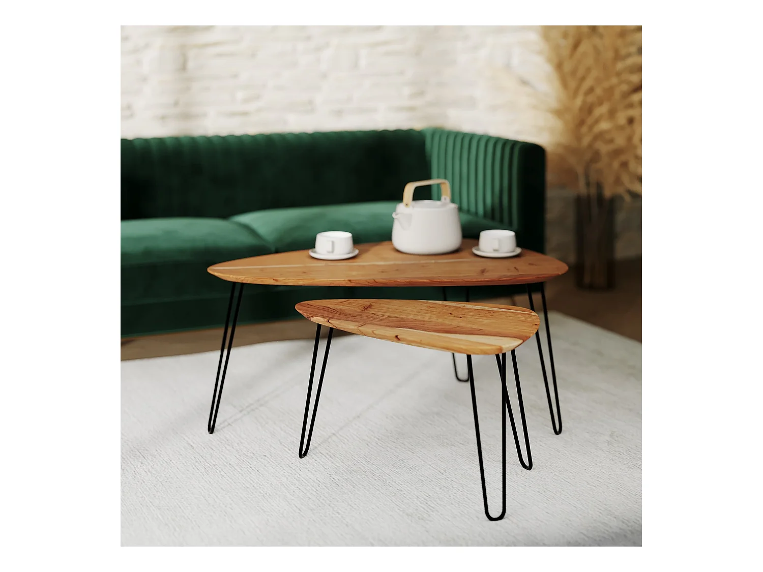 Tavolini sovrapponibili ovale in legno (set di 2) - Kiwi