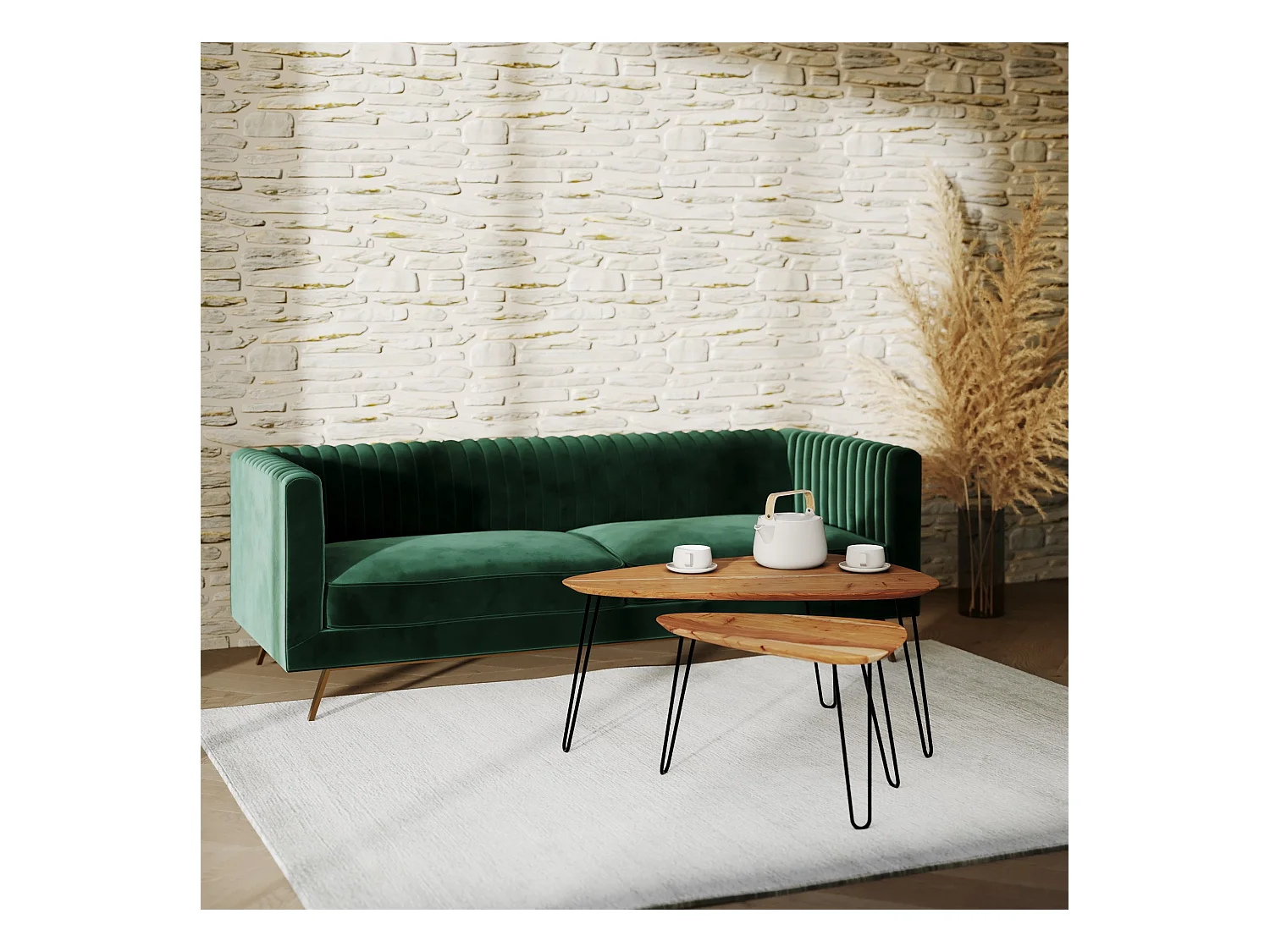 Tavolini sovrapponibili ovale in legno (set di 2) - Kiwi