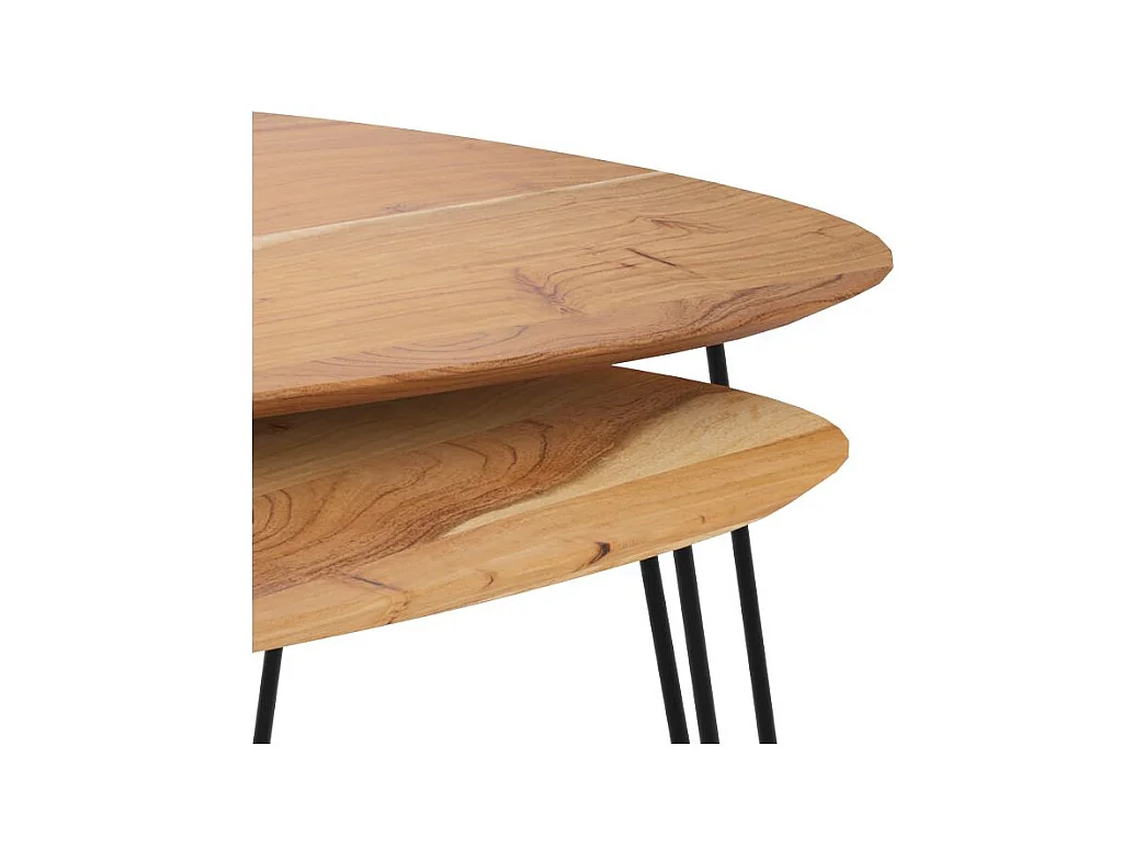 Tavolini sovrapponibili ovale in legno (set di 2) - Kiwi