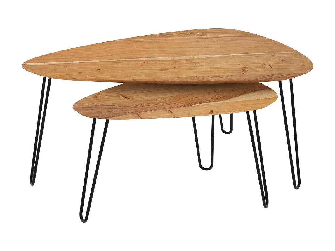 Tavolini sovrapponibili ovale in legno (set di 2) - Kiwi