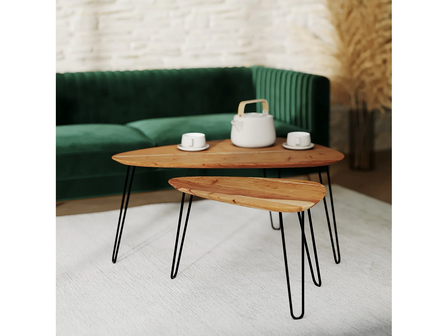 Tavolini sovrapponibili ovale in legno (set di 2) - Kiwi