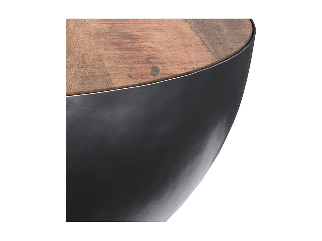 Mesa de centro redonda de 70cm en madera maciza y metal - Tajy