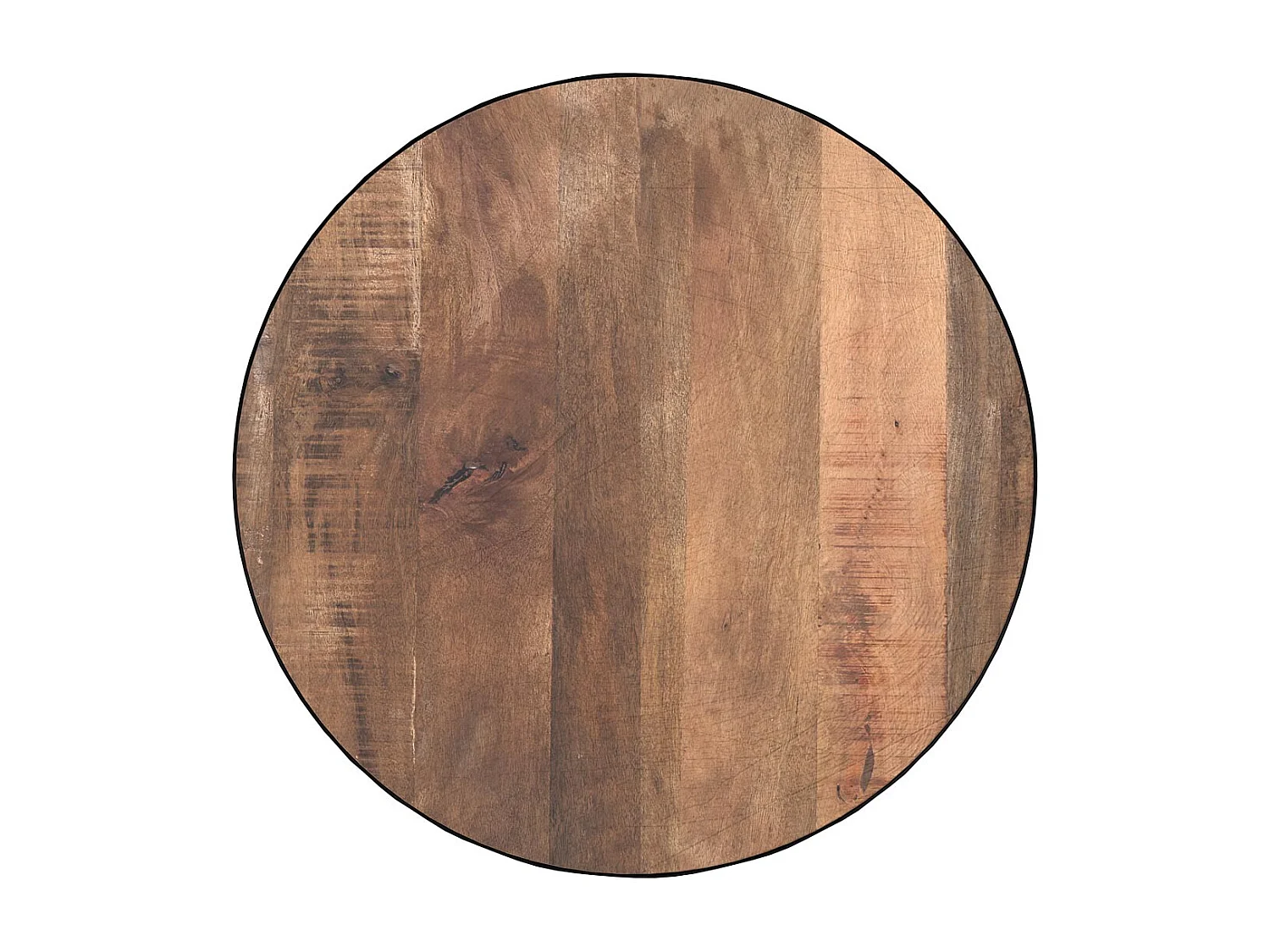 Table basse ronde en bois massif et métal D70 cm - Tajy