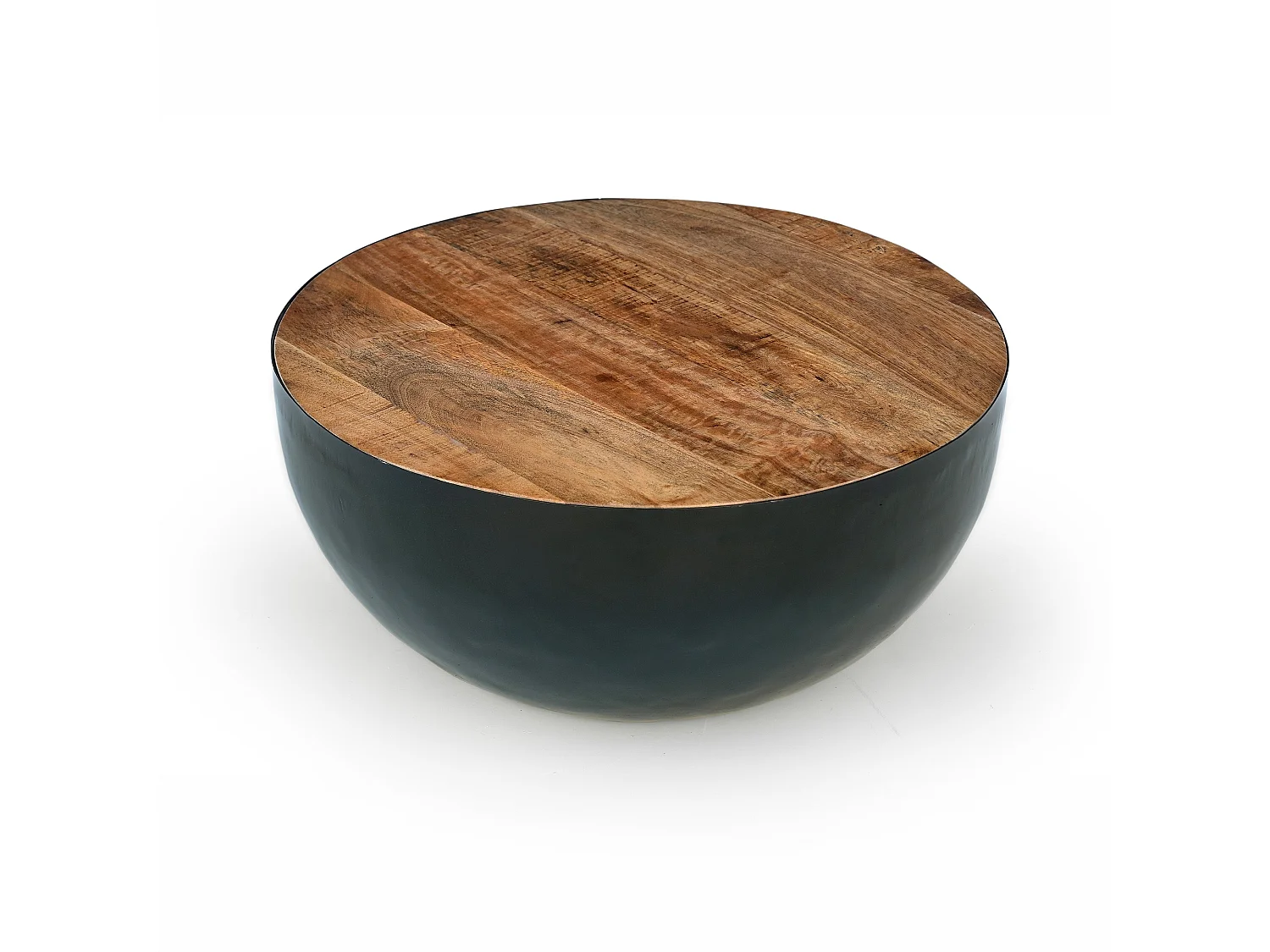 Tavolino rotondo in legno massello e metallo D70 cm - Tajy