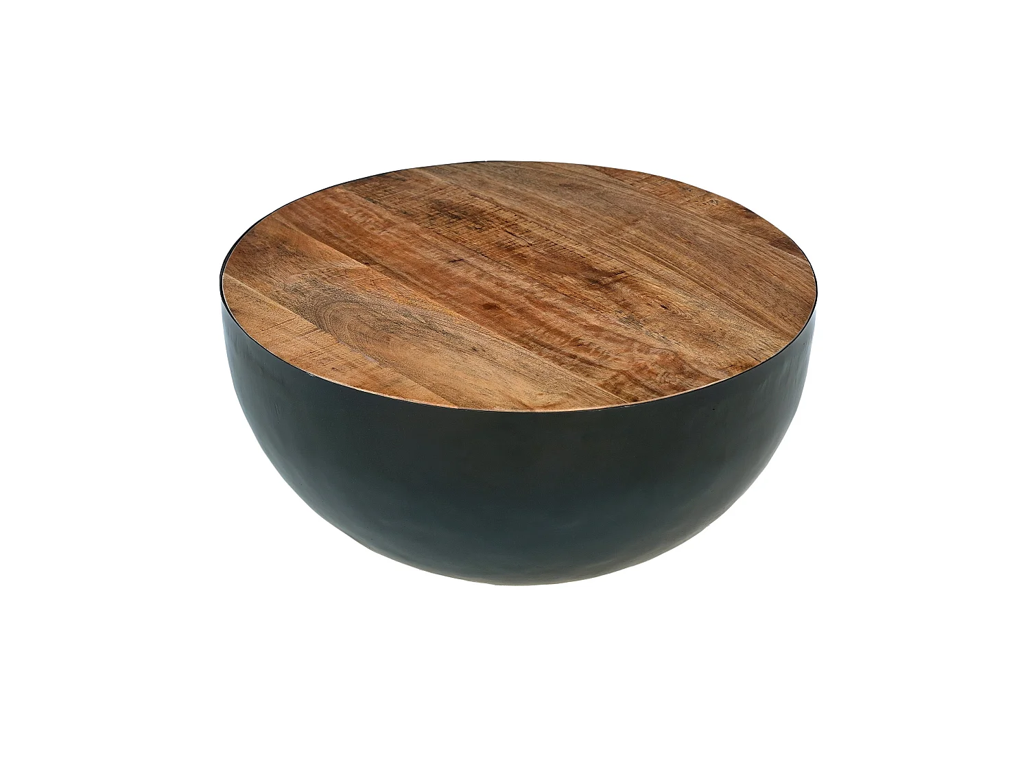 Tavolino rotondo in legno massello e metallo D70 cm - Tajy