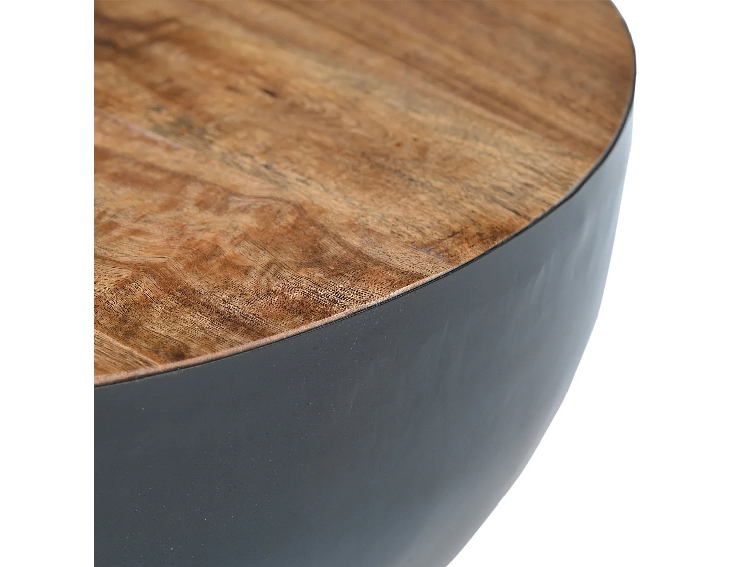 Tavolino rotondo in legno massello e metallo D70 cm - Tajy