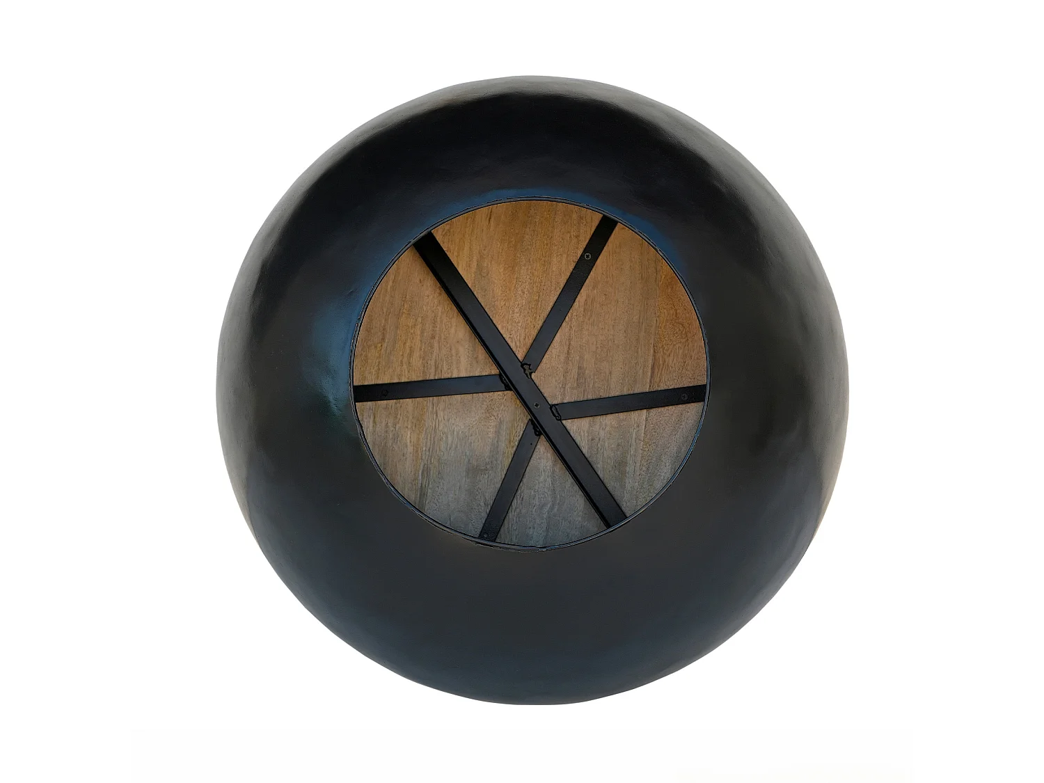 Tavolino rotondo in legno massello e metallo D70 cm - Tajy