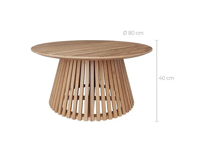 Mesa de centro redonda de madera de acacia ÿ80cm - Képès