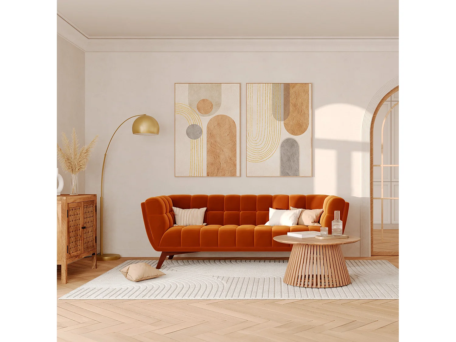 Table basse ronde en bois clair d'acacia D80 cm - Képès