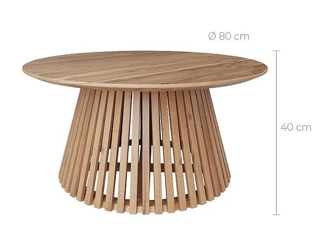 Mesa de centro redonda de madera de acacia ÿ80cm - Képès