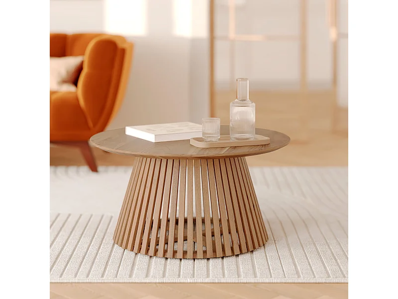 Mesa de centro redonda de madera de acacia ÿ80cm - Képès