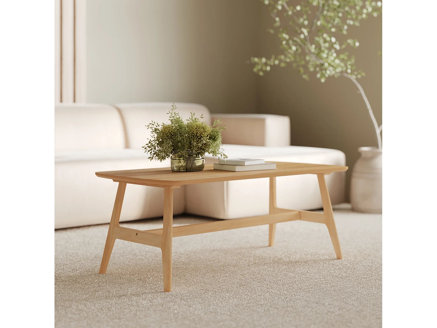 Table basse 120 cm en bois clair - Suly