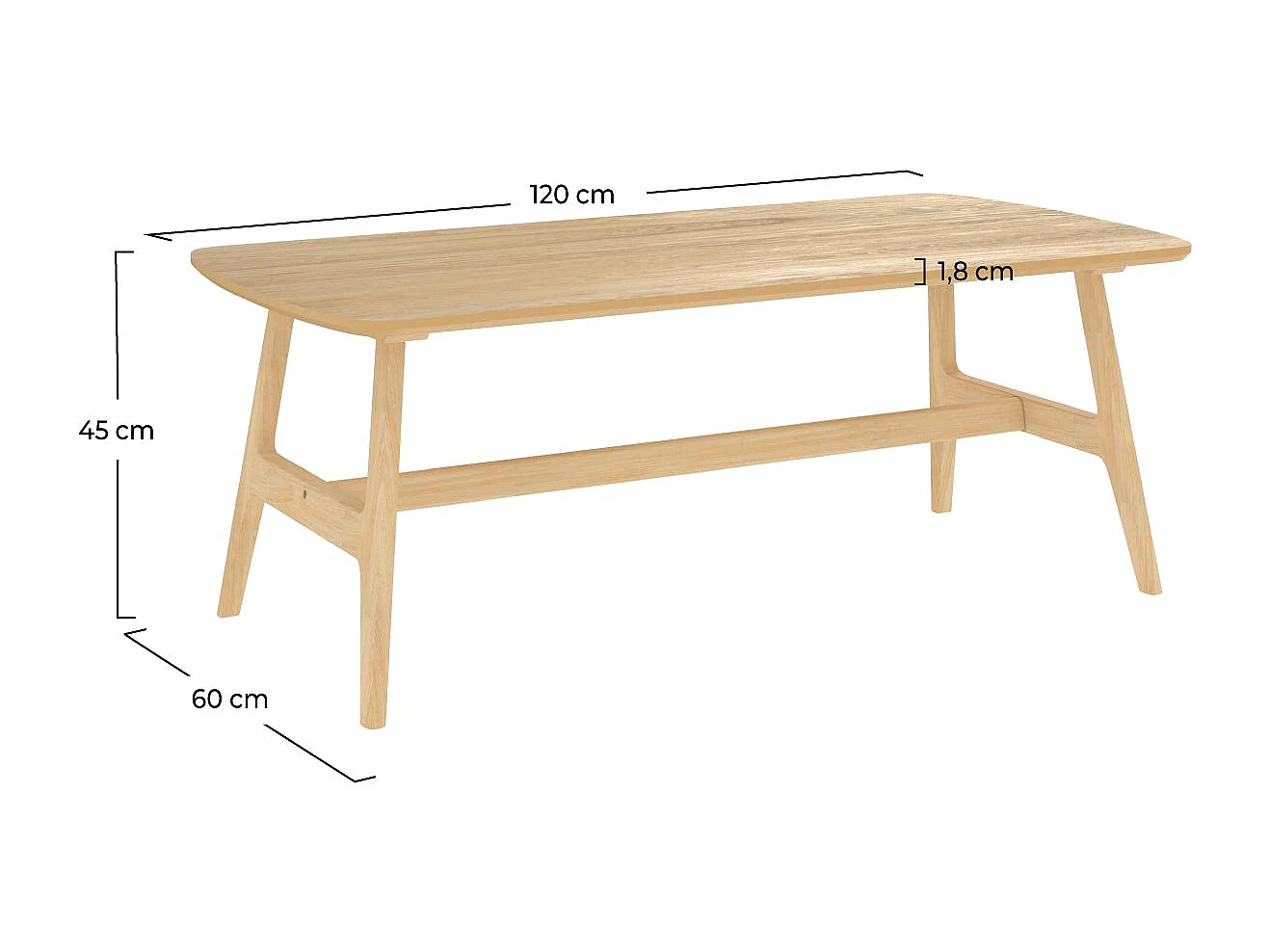 Table basse 120 cm en bois clair - Suly