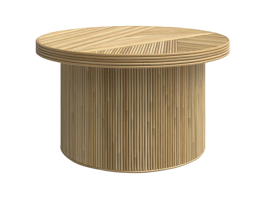 Tavolino rotondo ÿ80 in rattan naturale - Hélène