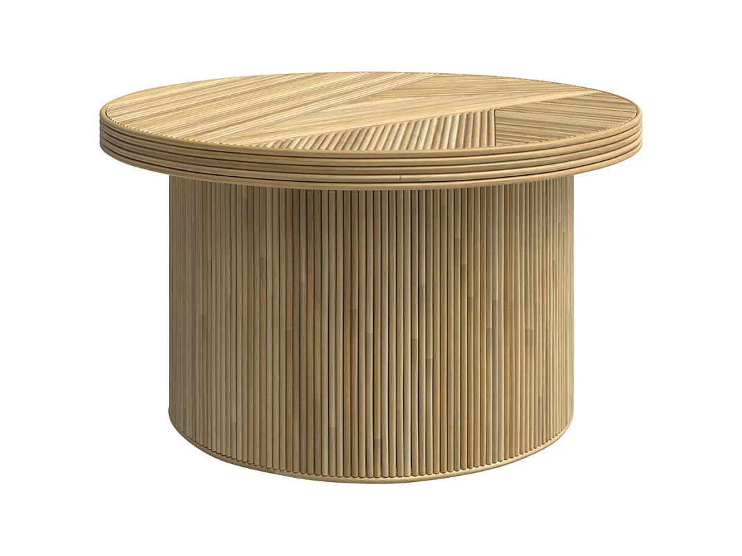 Table basse ronde D80 cm en rotin naturel - Hélène