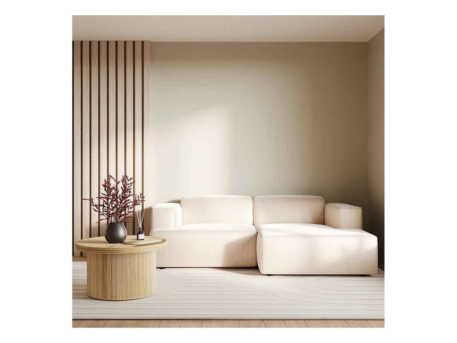 Table basse ronde D80 cm en rotin naturel - Hélène