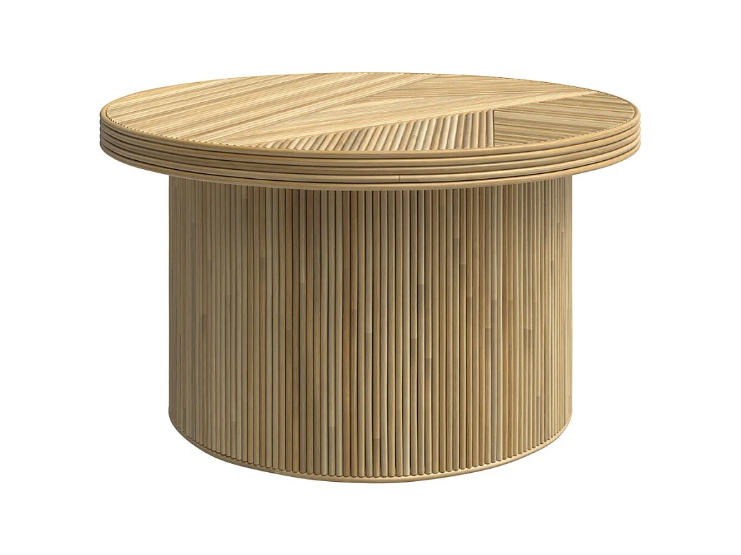 Table basse ronde D80 cm en rotin naturel - Hélène