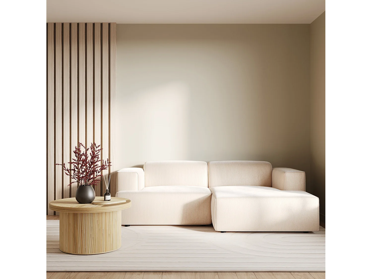 Table basse ronde D80 cm en rotin naturel - Hélène