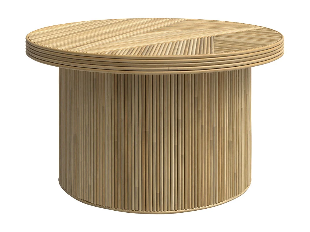 Table basse ronde D80 cm en rotin naturel - Hélène