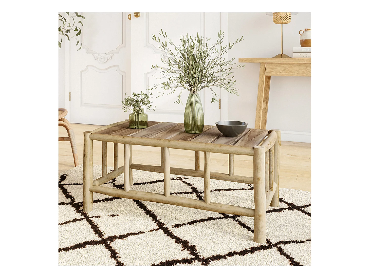 Mesa de centro rectangular de teca para jardín - Ily