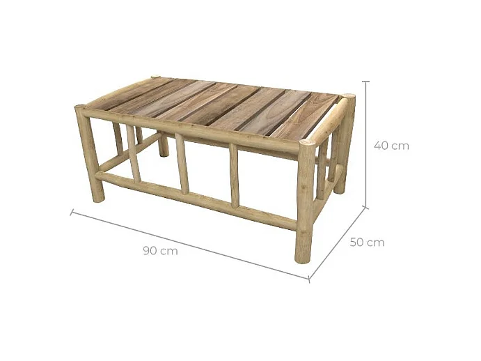 Mesa de centro rectangular de teca para jardín - Ily
