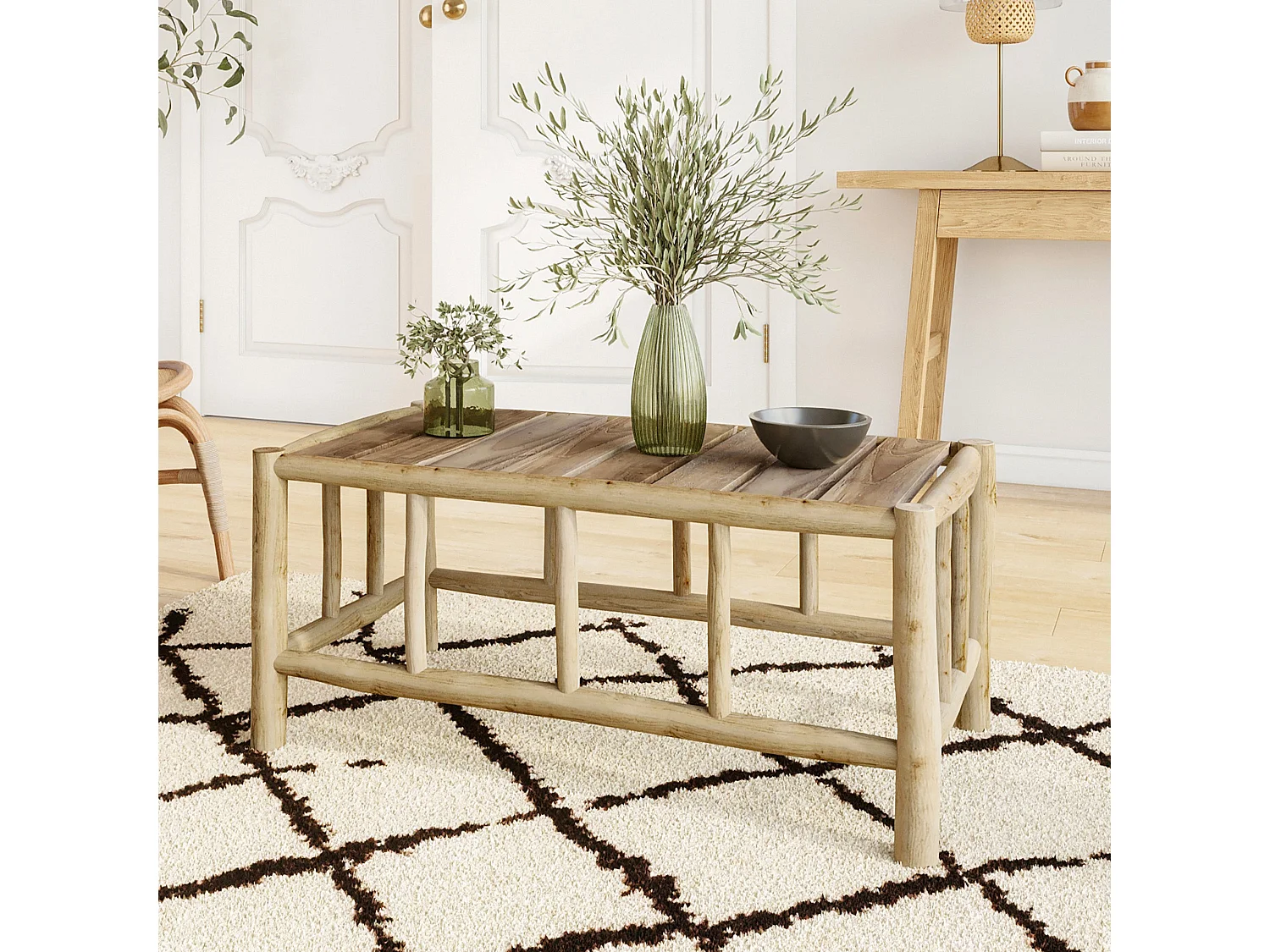 Mesa de centro rectangular de teca para jardín - Ily