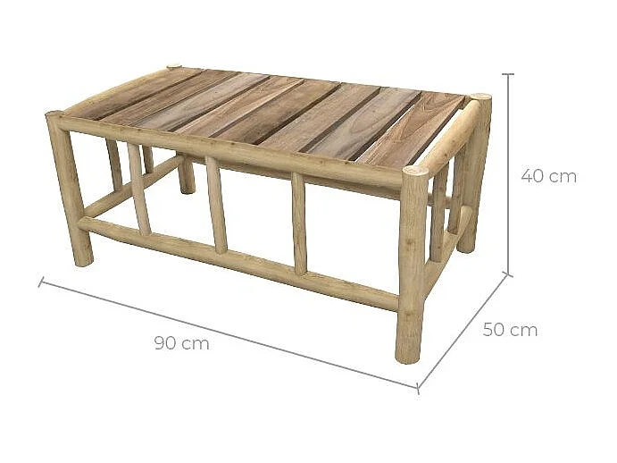 Mesa de centro rectangular de teca para jardín - Ily