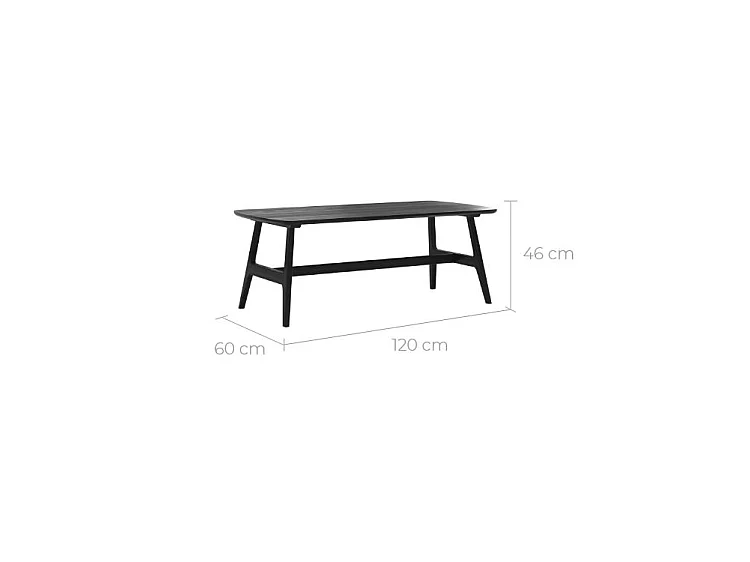 Table basse 120 cm en bois noir - Suly