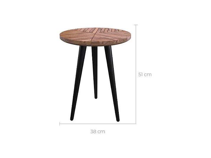 Mesa de centro redonda de 40 cm de diámetro en madera de acacia - Ella