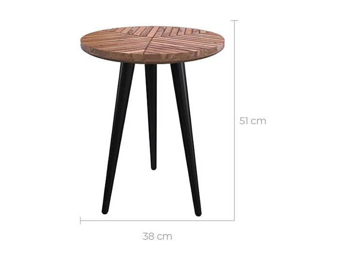 Mesa de centro redonda de 40 cm de diámetro en madera de acacia - Ella