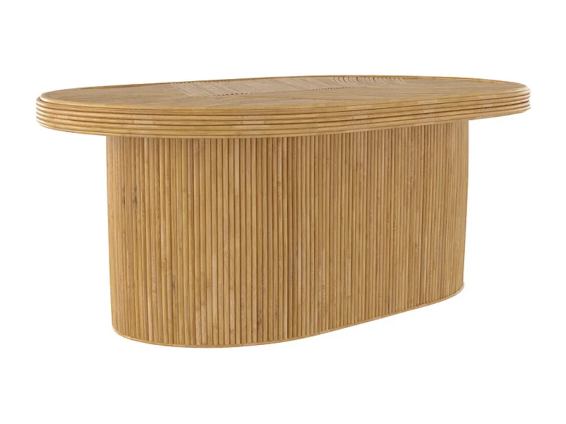 Tavolino ovale in rattan naturale - Hélène