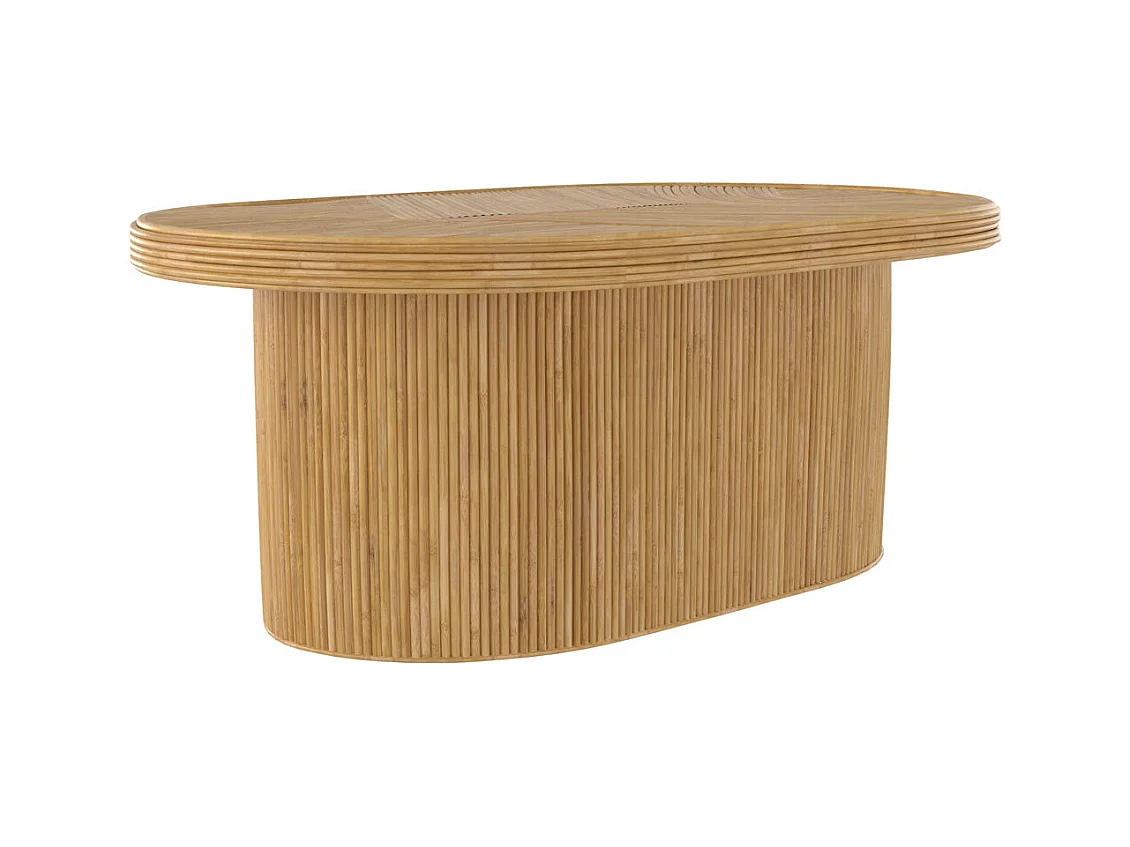 Tavolino ovale in rattan naturale - Hélène