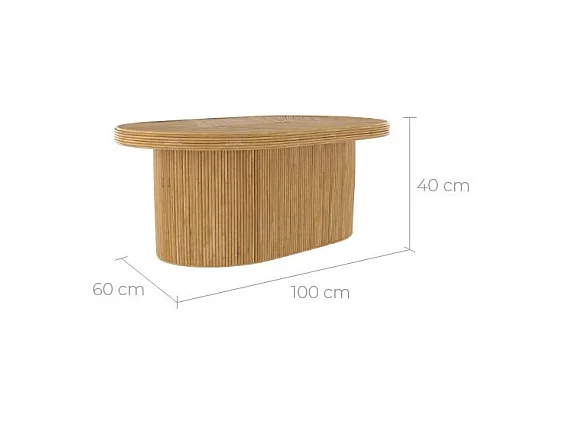 Tavolino ovale in rattan naturale - Hélène