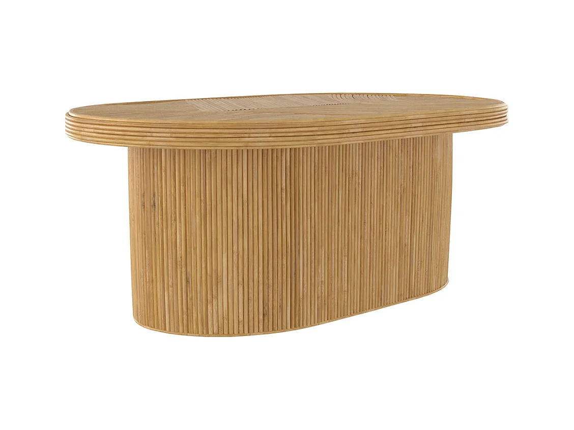 Table basse ovale en rotin naturel - Hélène