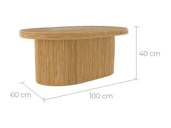 Table basse ovale en rotin naturel - Hélène