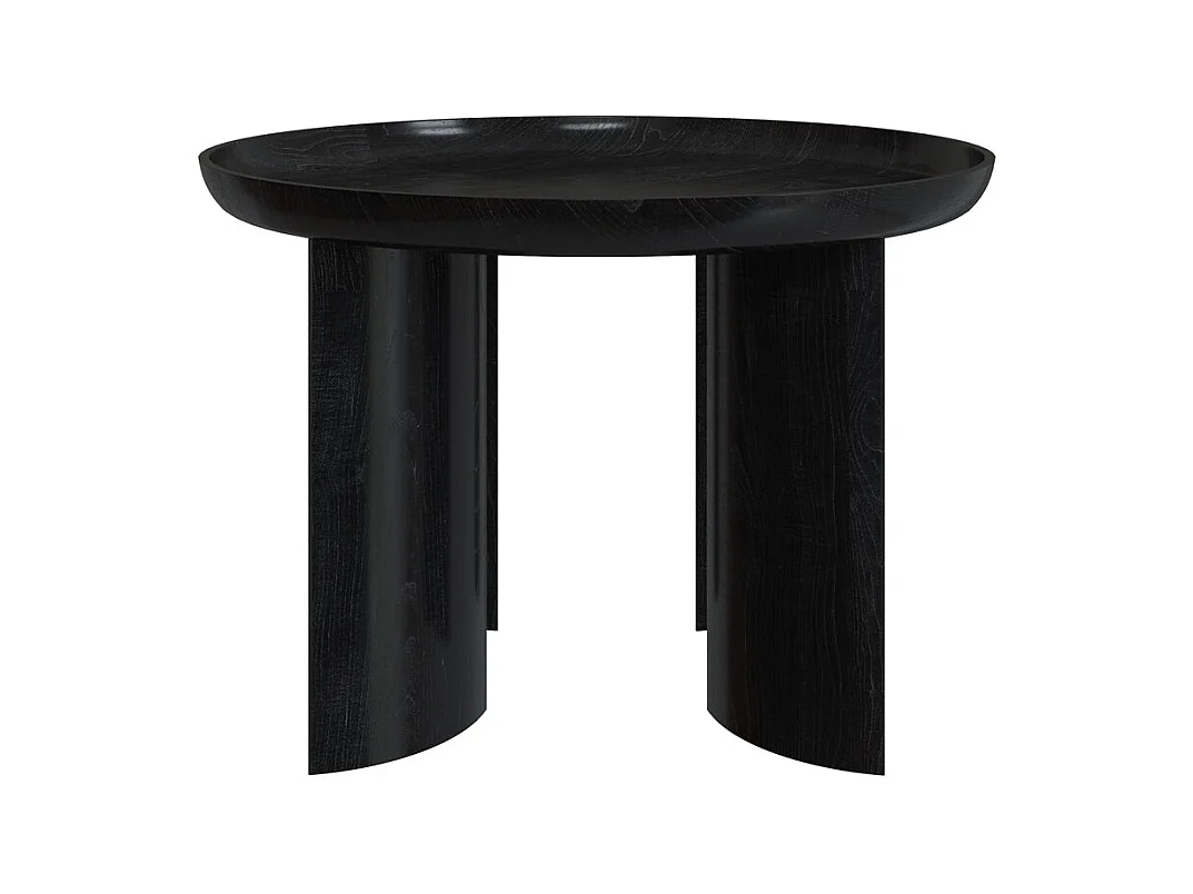 Table basse ronde noire en bois de manguier D60 cm - Blake