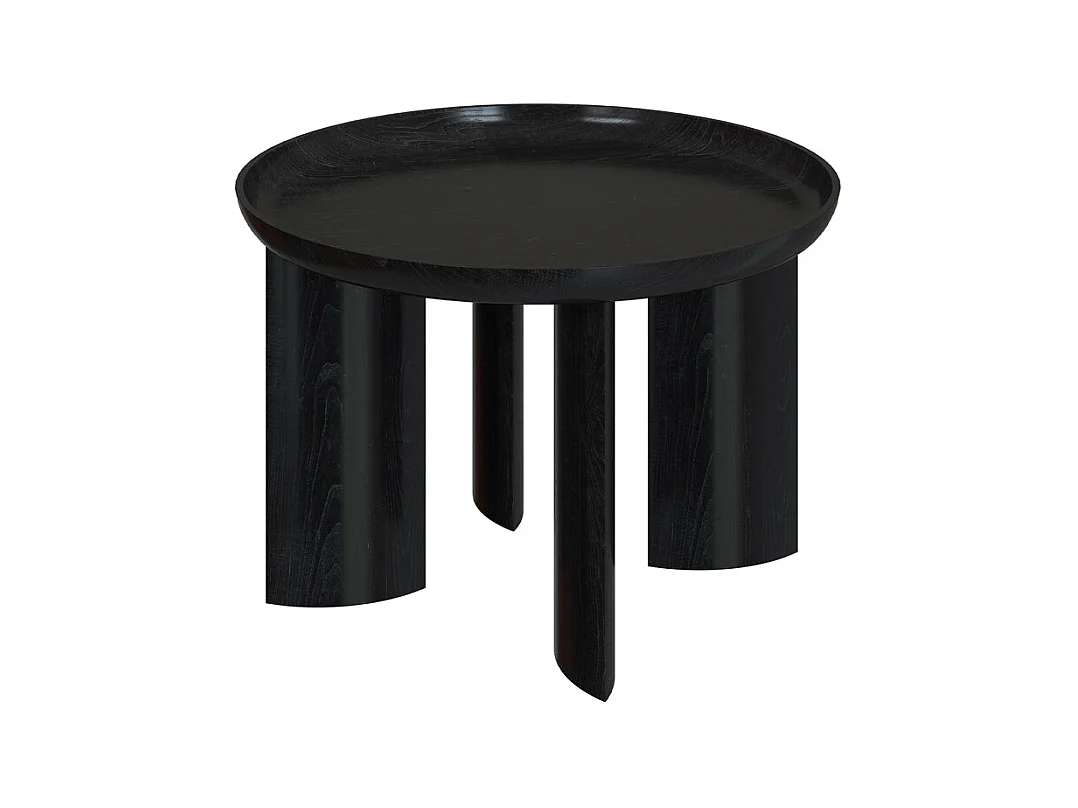 Table basse ronde noire en bois de manguier D60 cm - Blake