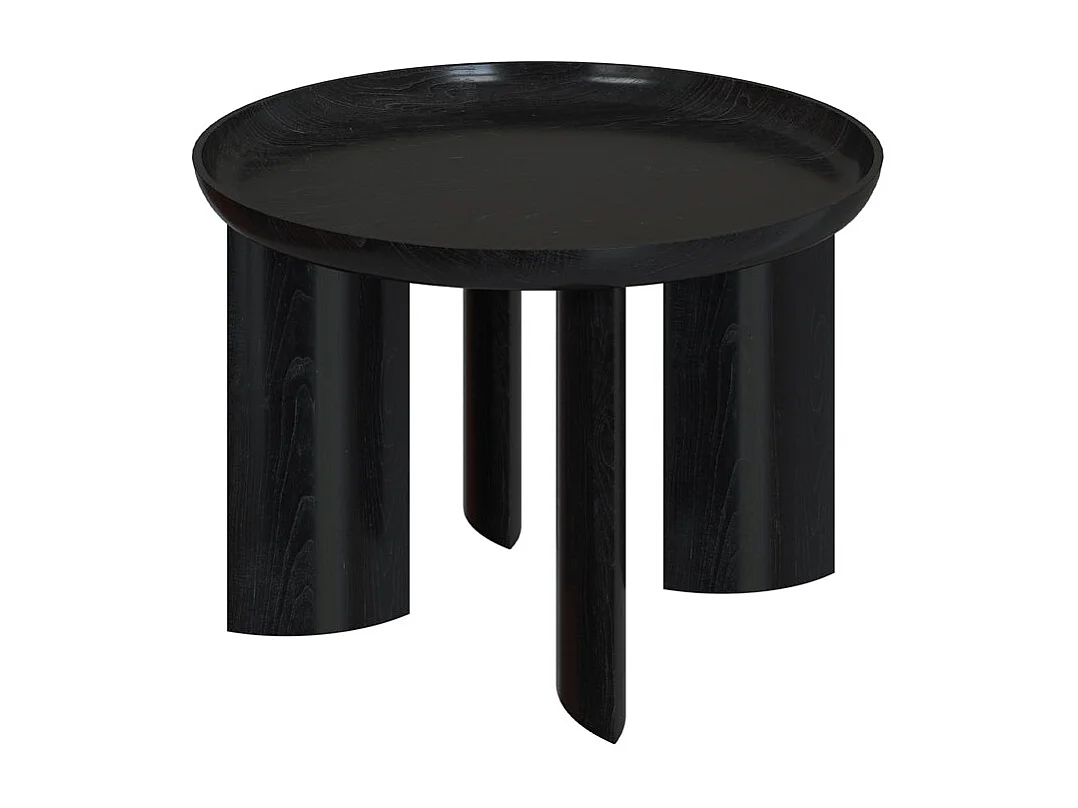 Mesa de centro redonda negra de madera de mango D60 cm - Blake