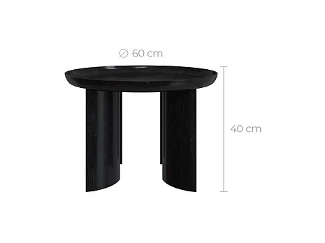 Mesa de centro redonda negra de madera de mango D60 cm - Blake