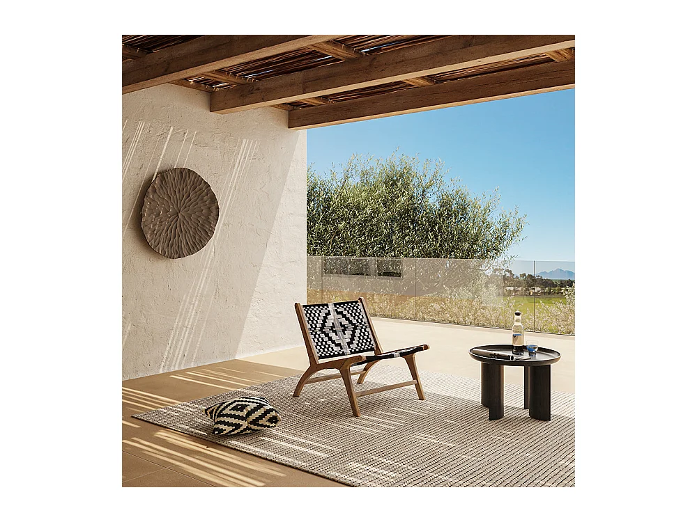 Mesa de centro redonda negra de madera de mango D60 cm - Blake