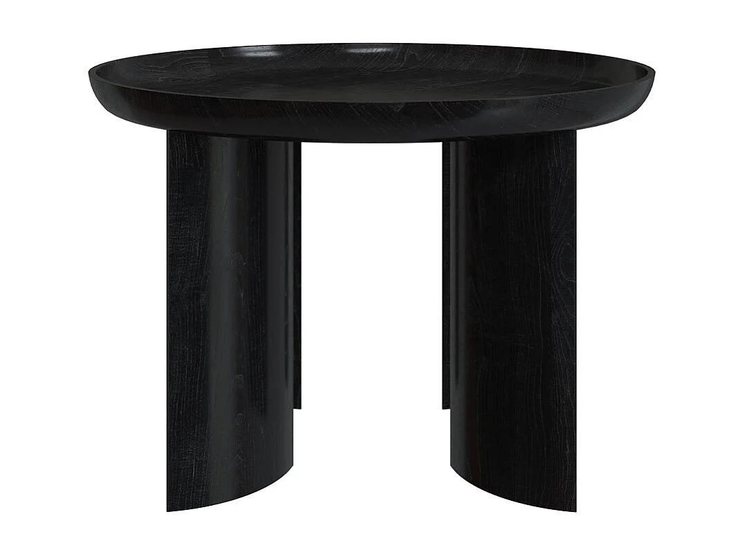Tavolino rotondo nero in legno di mango D60 cm - Blake