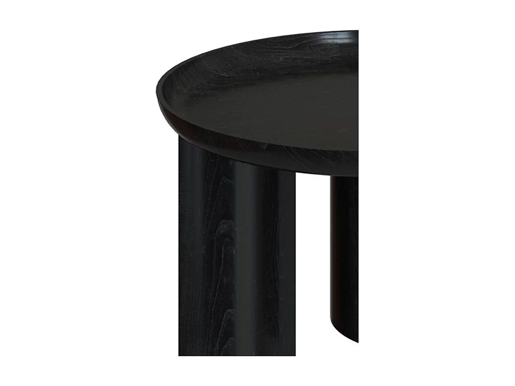 Tavolino rotondo nero in legno di mango D60 cm - Blake
