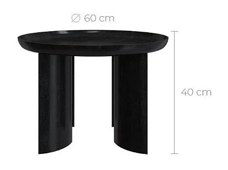Tavolino rotondo nero in legno di mango D60 cm - Blake