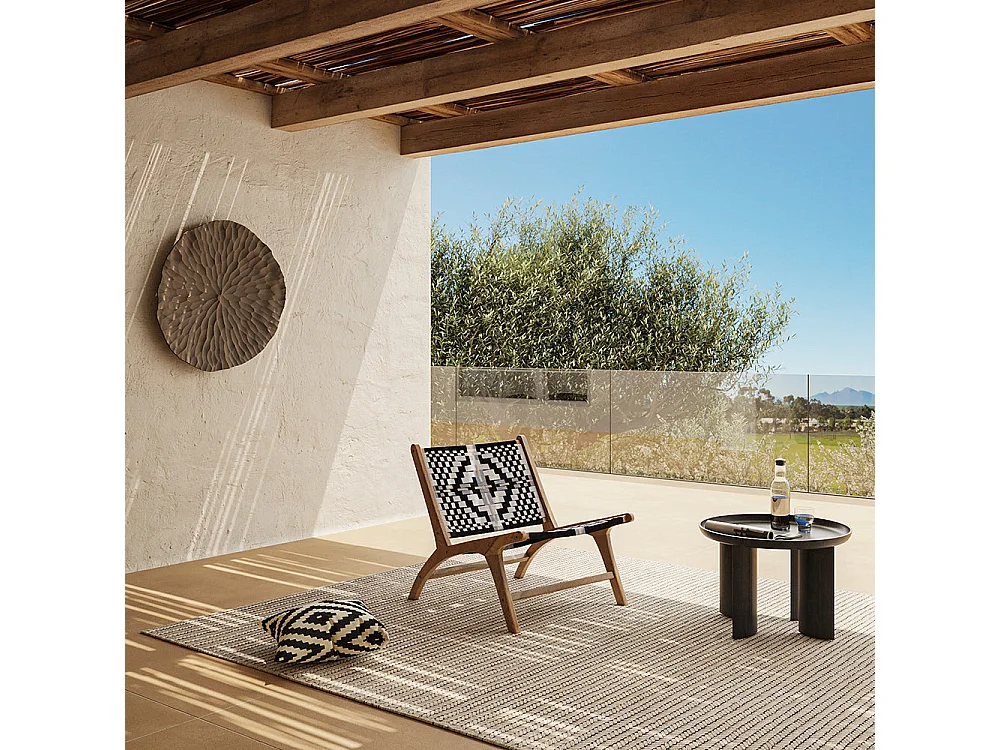 Tavolino rotondo nero in legno di mango D60 cm - Blake