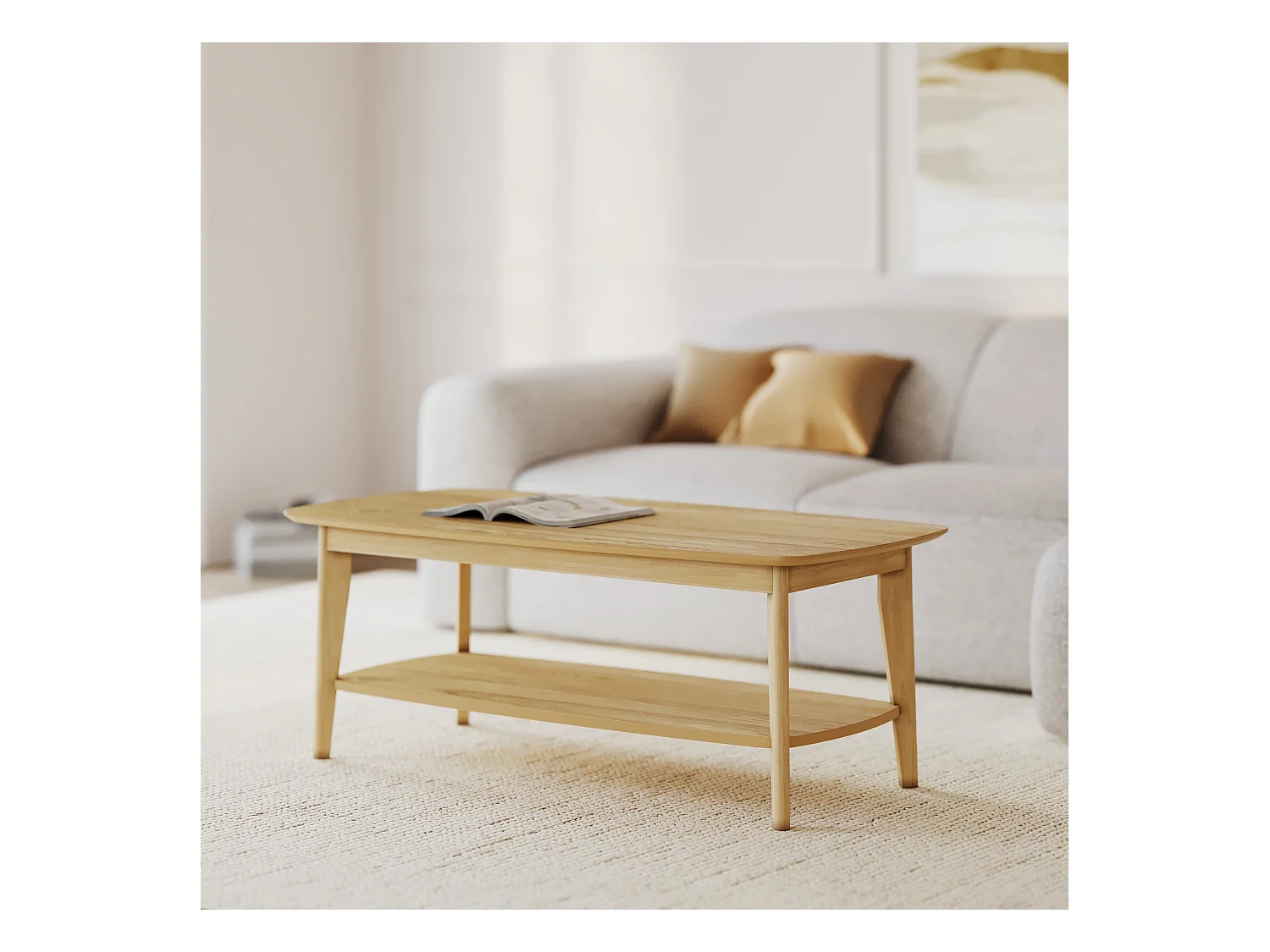 Tavolino rettangolare in legno chiaro - Sadi