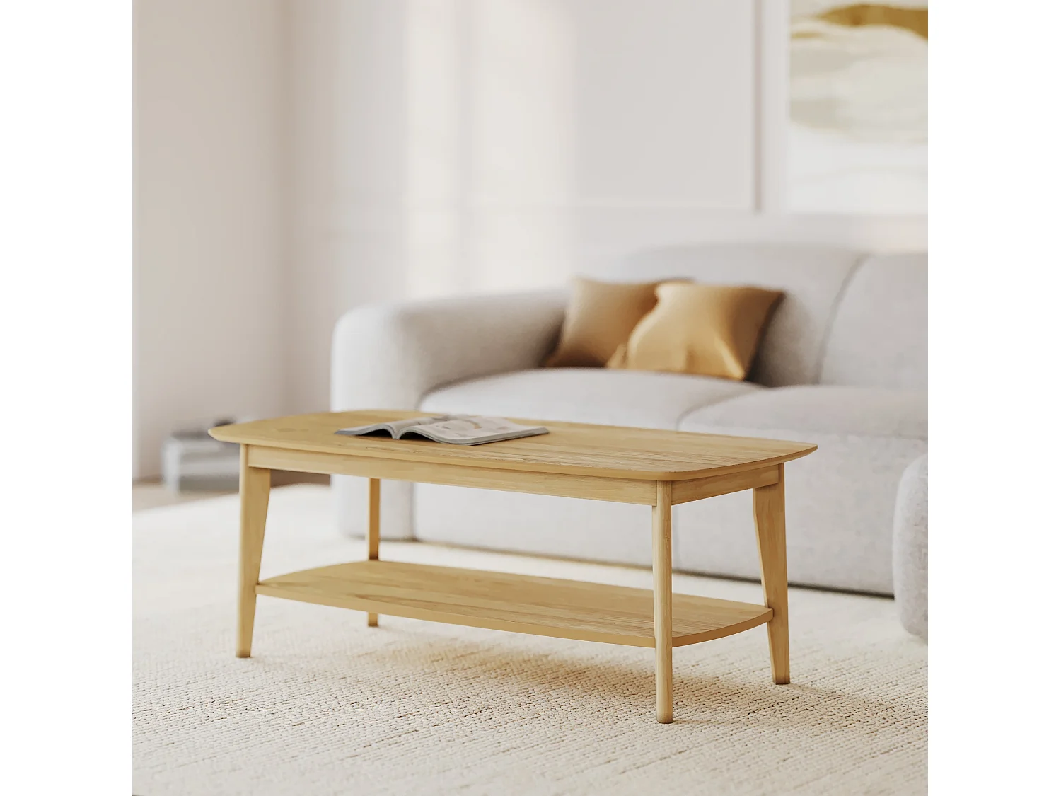 Table basse rectangulaire en bois clair - Sadi
