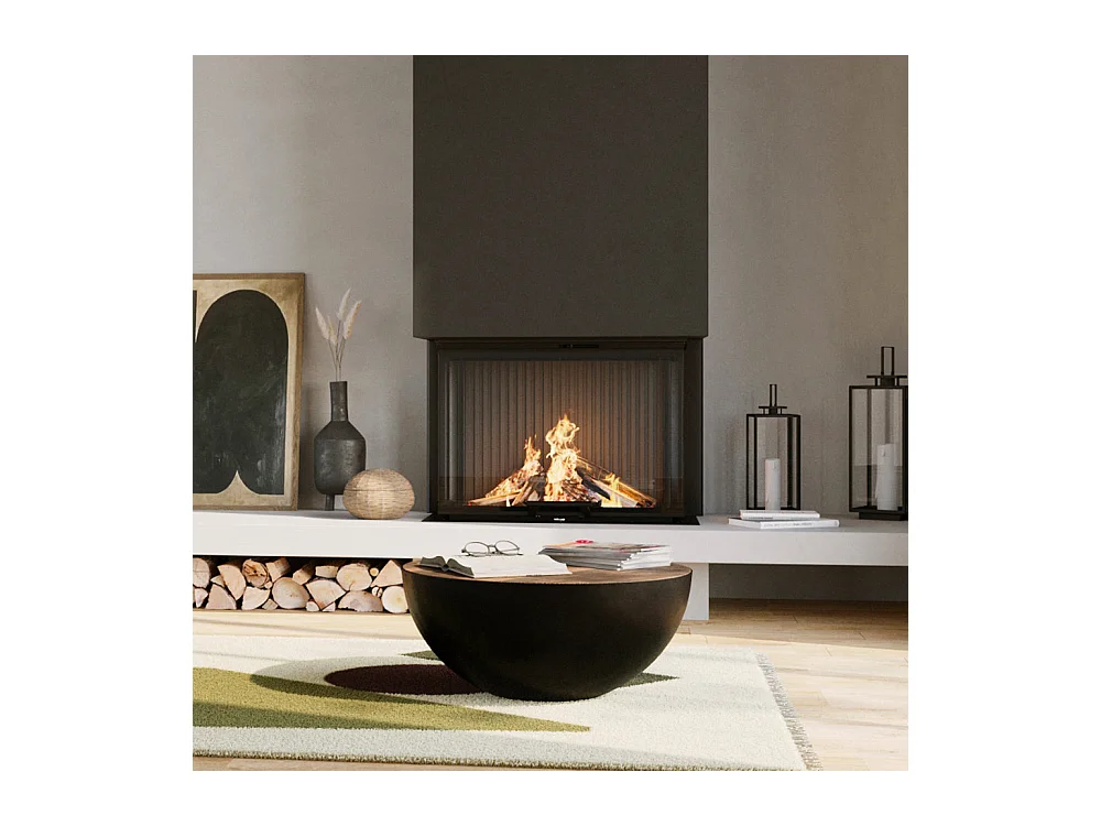 Tavolino rotondo in legno massiccio e metallo  90 cm - Tajy